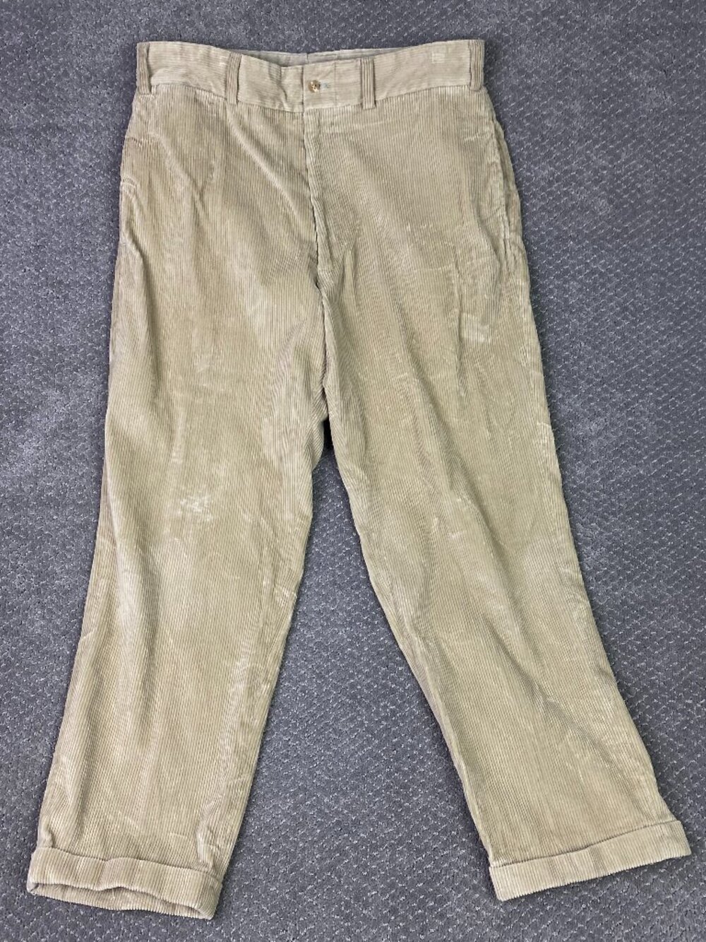 Bills Khakis Wide Wale Corduroy Pants Mens 34x30 Tan Khaki Cuffed Flat Front
